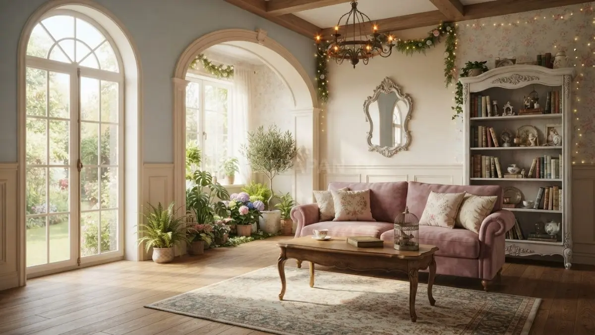 Rumah fairy tales memadukan warna lembut, furnitur klasik, pencahayaan hangat, dan dekorasi storybook yang menawan. (BTV/AI)
