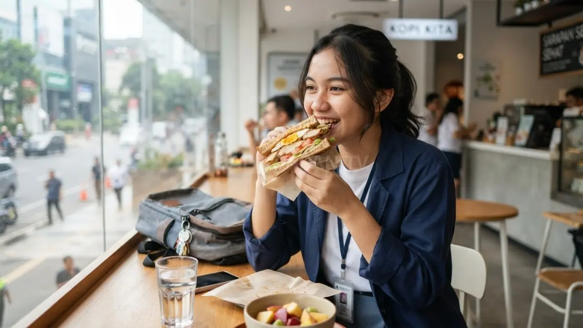 Sandwich ayam atau telur dengan sayuran menjadi sarapan praktis, mengenyangkan, dan mudah disesuaikan setiap pagi (BTV/AI)
