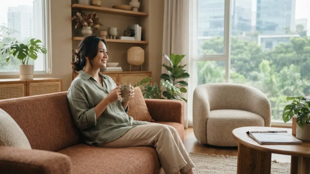 Tren warna interior 2026 menghadirkan nuansa natural, earthy, dan muted untuk menciptakan rumah modern nyaman personal (BTV/AI)
