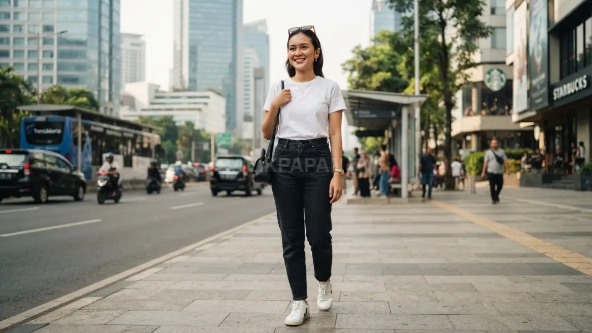 Aksesori minimalis seperti tas, jam tangan, dan kacamata mampu memperkuat personal style tanpa membuat outfit terlihat berlebihan (BTV/AI).
