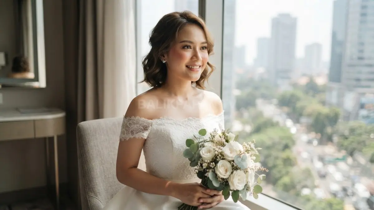 Blurred skin menghadirkan complexion lembut, halus, modern, dan elegan untuk makeup pengantin masa kini (BTV/AI).
