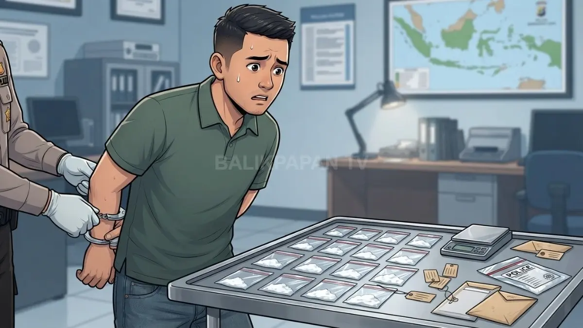 Ilustrasi Polisi Paser menangkap pria dan menyita 17 paket sabu seberat 6,36 gram dari rumah kontrakan (BTV/AI)