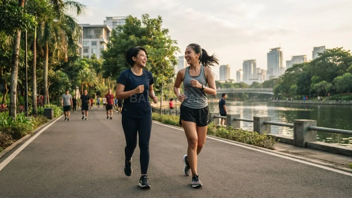 Jalan cepat bersama teman menjadi aktivitas ringan yang menyenangkan, fleksibel, dan mudah dilakukan secara rutin (BTV/AI)
