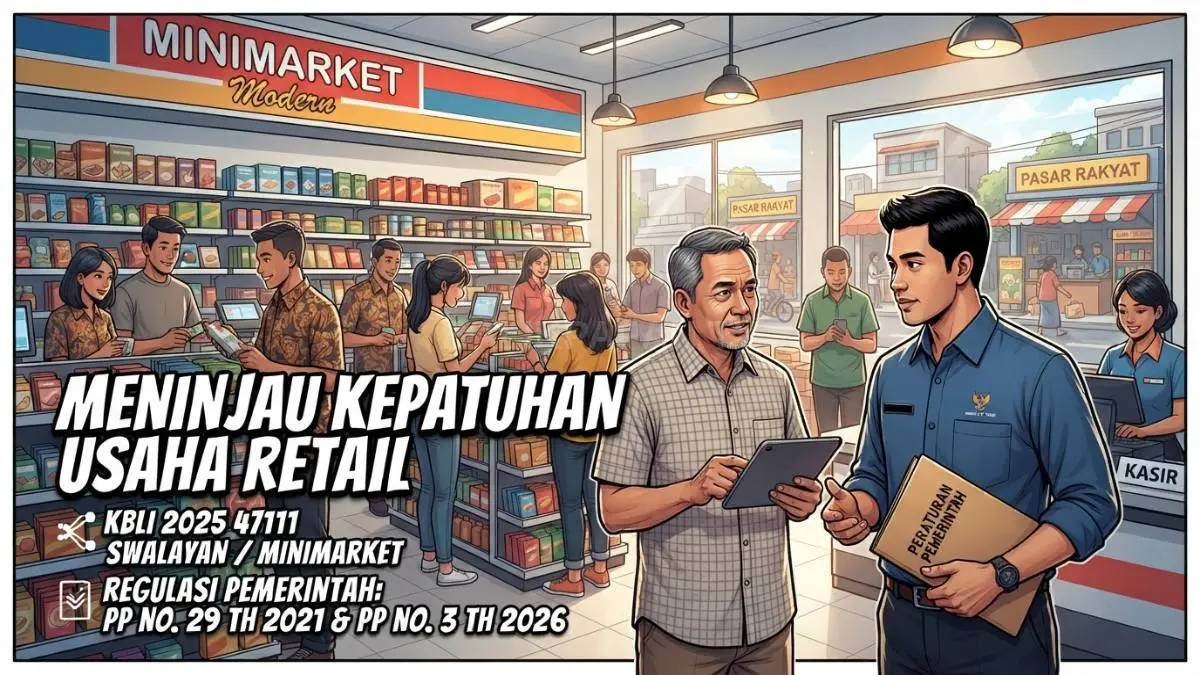 Keterangan gambar: Aturan minimarket mencakup klasifikasi usaha, perizinan, lokasi, serta perlindungan pasar rakyat dan UMKM Indonesia [BTV:AI]