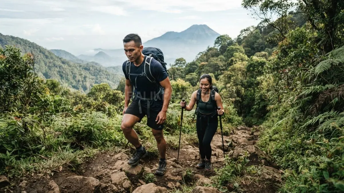 Latih fisik secara bertahap agar kaki kuat, stamina terjaga, dan perjalanan hiking terasa lebih ringan serta terkendali (BTV/AI).
