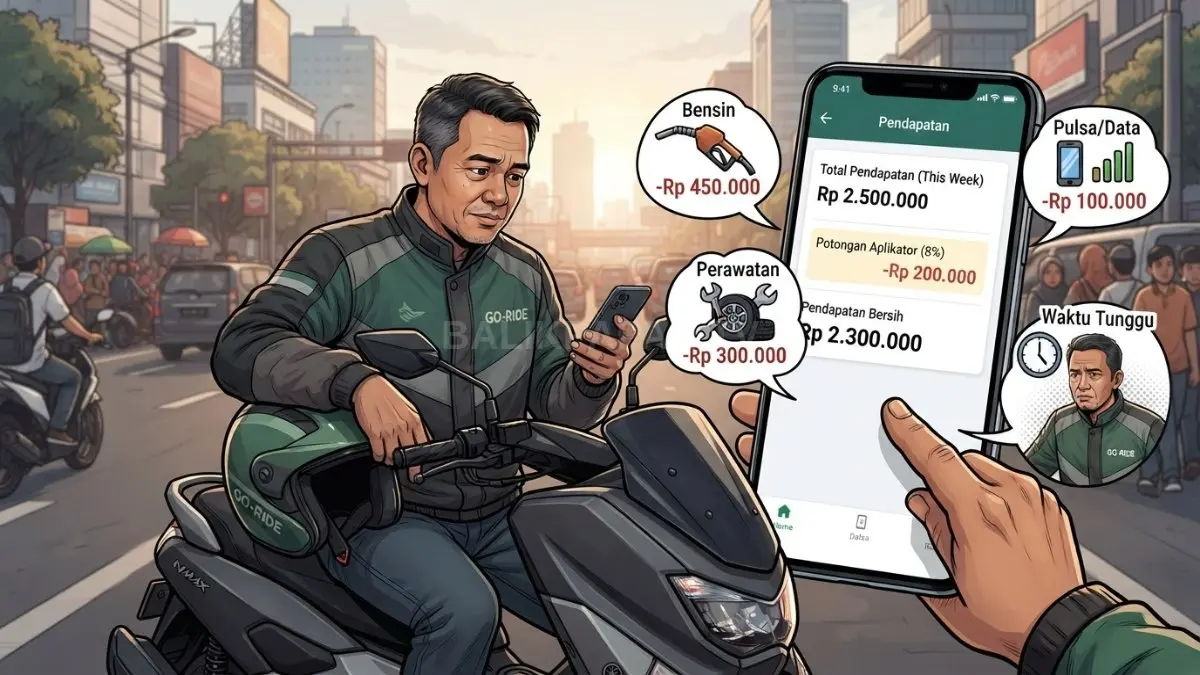 Pembatasan komisi 8 persen belum menjamin pendapatan bersih pengemudi meningkat setelah biaya operasional dan waktu tunggu diperhitungkan [BTV:AI]