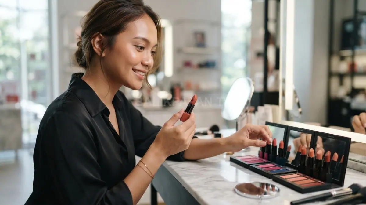 Pemilihan lipstik berdasarkan undertone membantu menciptakan tampilan harmonis, dari nuansa pink hingga merah hangat alami. (BTV/AI)