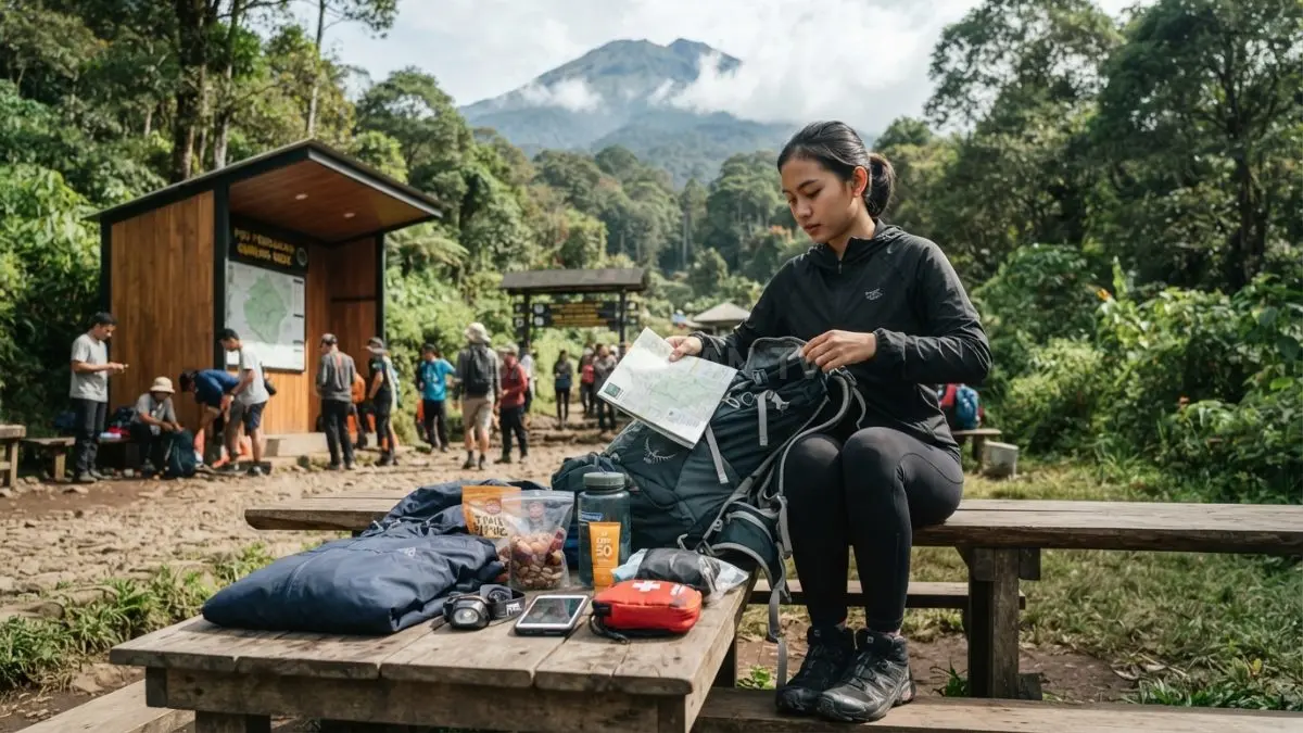 Perlengkapan hiking yang tepat membuat perjalanan lebih aman, nyaman, dan siap menghadapi kondisi tak terduga (BTV/AI).

