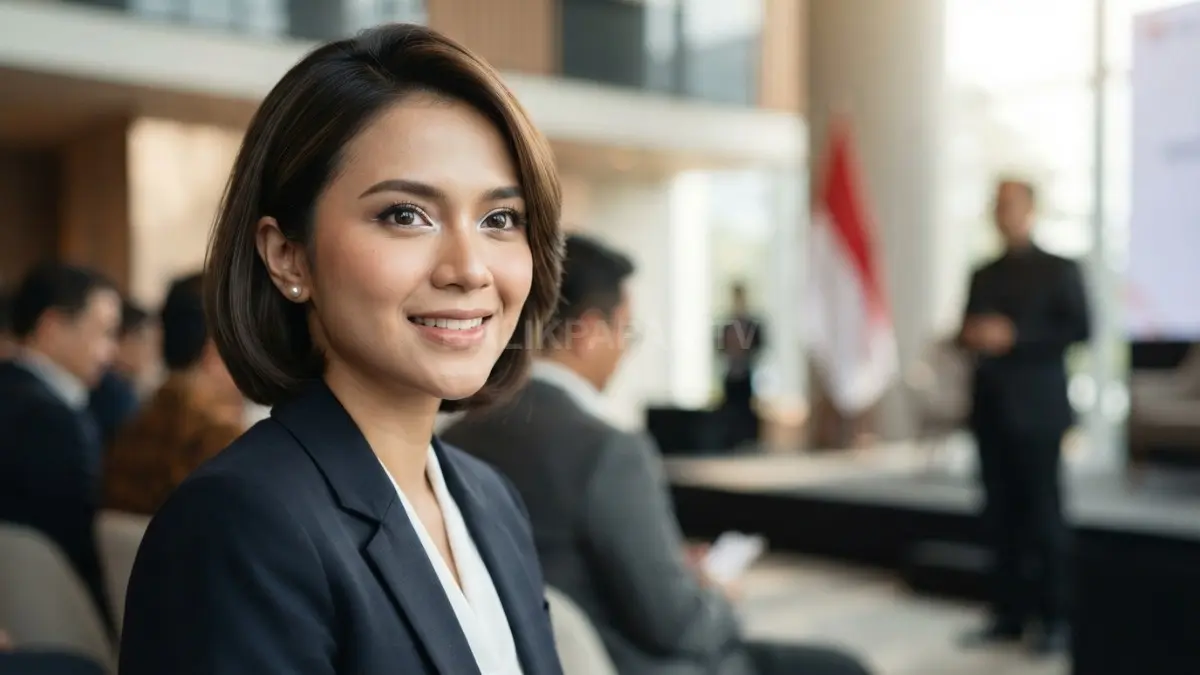 Putih sebagai highlight memberi kesan segar, natural, dan mempertegas tema merah putih pada riasan wajah. (BTV/AI)