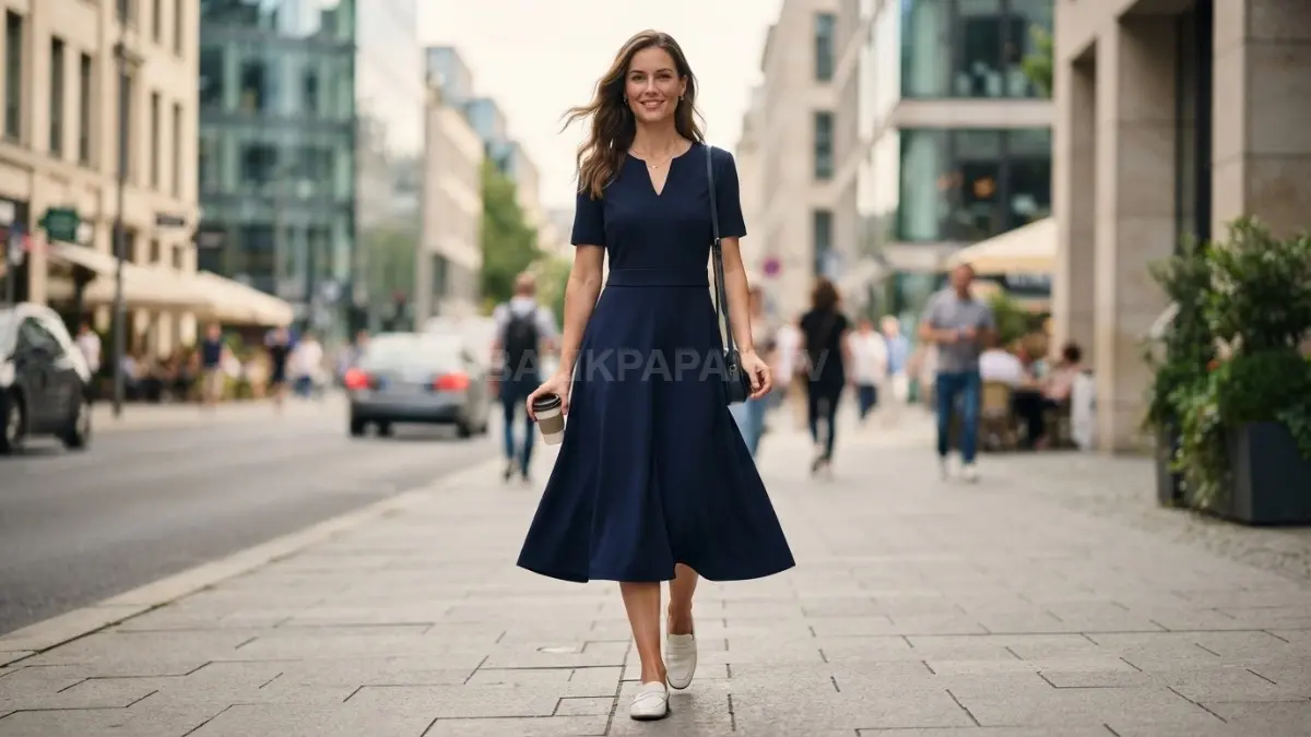Rok atau dress dengan garis pinggang nyaman membantu menciptakan tampilan proporsional sekaligus mendukung kebebasan bergerak sehari-hari. (BTV/AI)