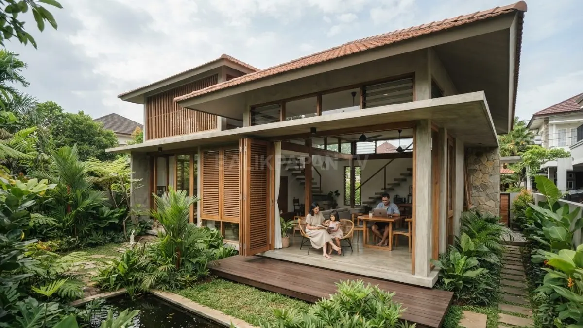 Rumah tropis menerapkan ventilasi silang, teritisan, dan vegetasi untuk menciptakan kesejukan serta menghemat energi secara alami. (BTV/AI)
