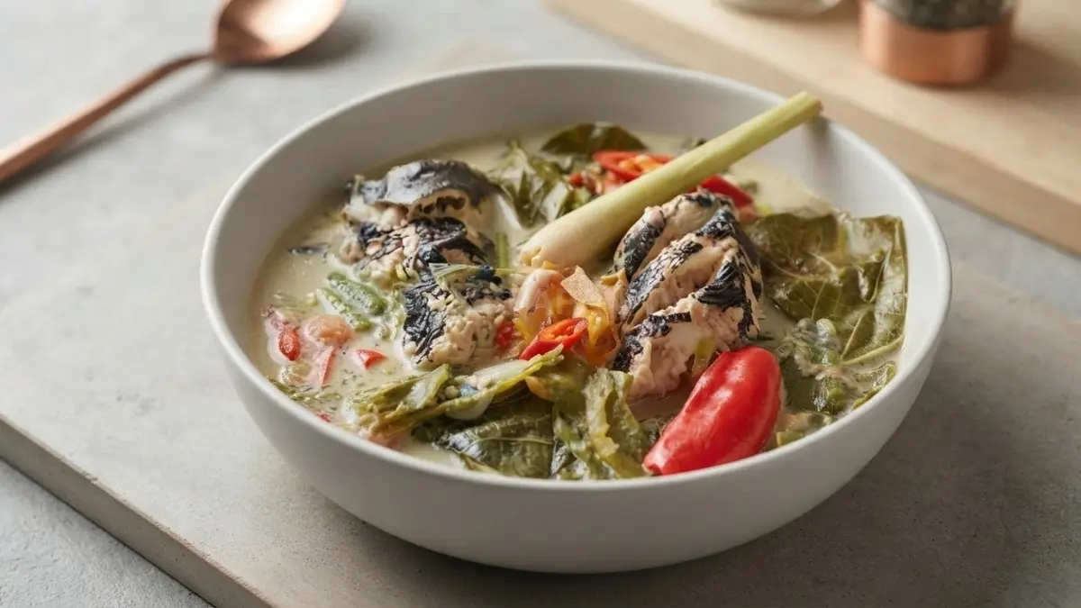 Sajian gangan rojak cabe bersantan gurih dan kaya rempah siap memanjakan lidah para penikmat kuliner. (BTV/Ai)