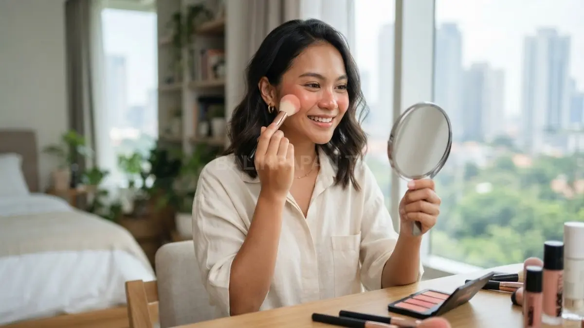 Soft blush peach, pink, atau coral membuat wajah tampak segar, sehat, ceria, dan natural sepanjang hari (BTV/AI).
