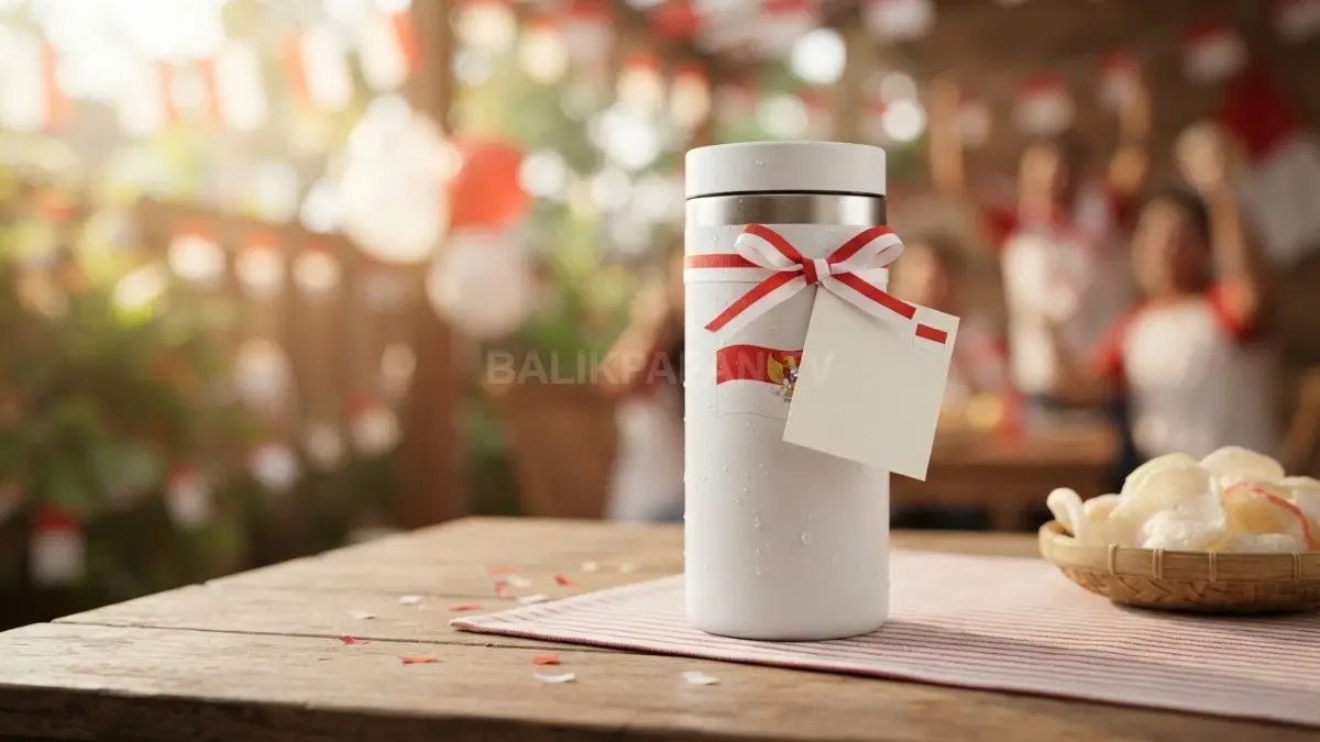 Hadiah tumbler cantik berhias pita merah putih tampil menarik untuk menyemarakkan lomba 17 Agustus. (BTV/Ai)