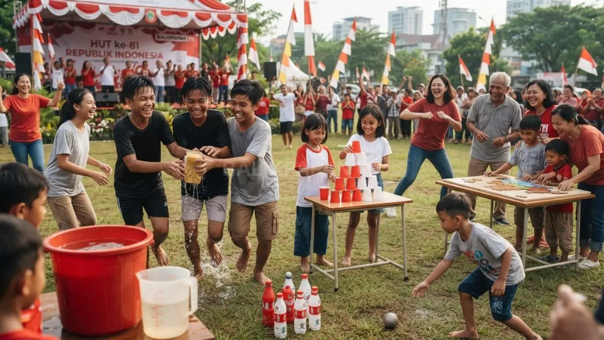 Lomba 17 Agustus menghadirkan permainan kreatif, edukatif, dan seru yang mempererat kebersamaan warga berbagai usia. (BTV/AI)