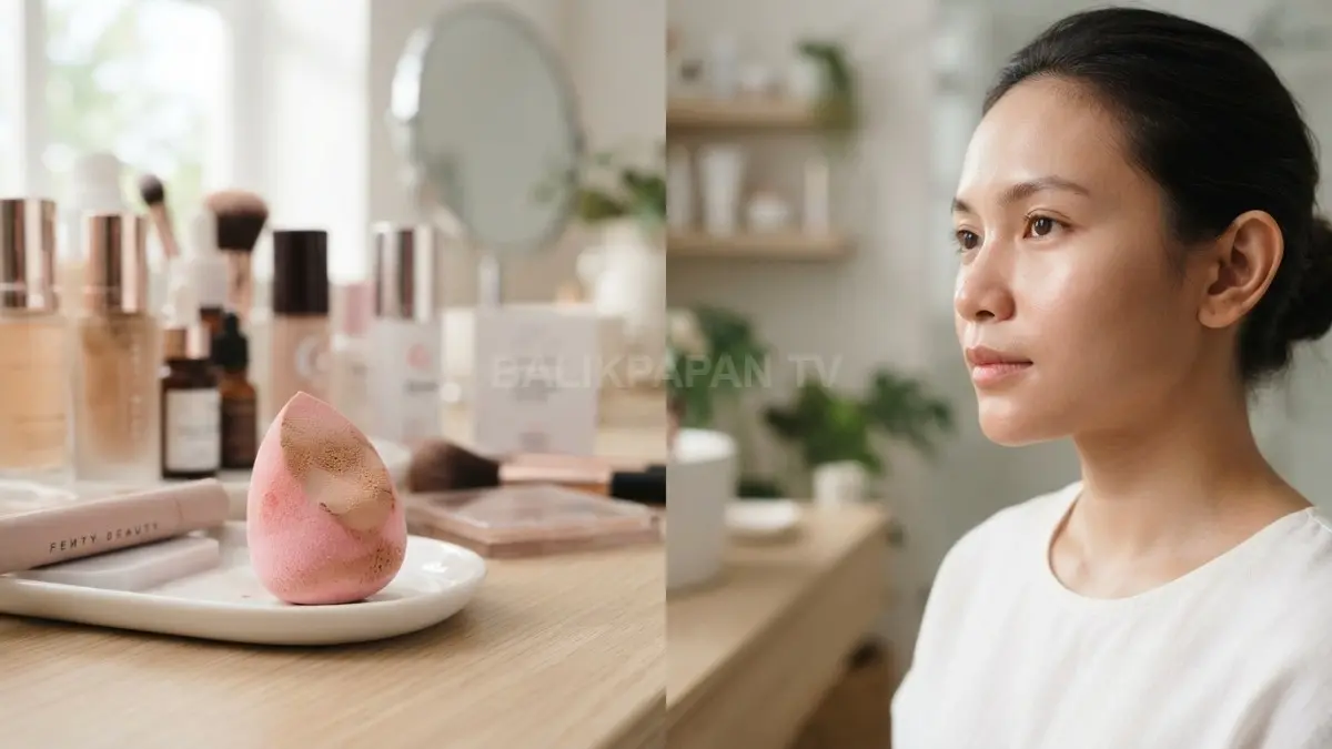 Menjaga kebersihan spons make-up secara rutin sangat penting untuk mencegah timbulnya masalah pada kulit wajah. (BTV/Ai)