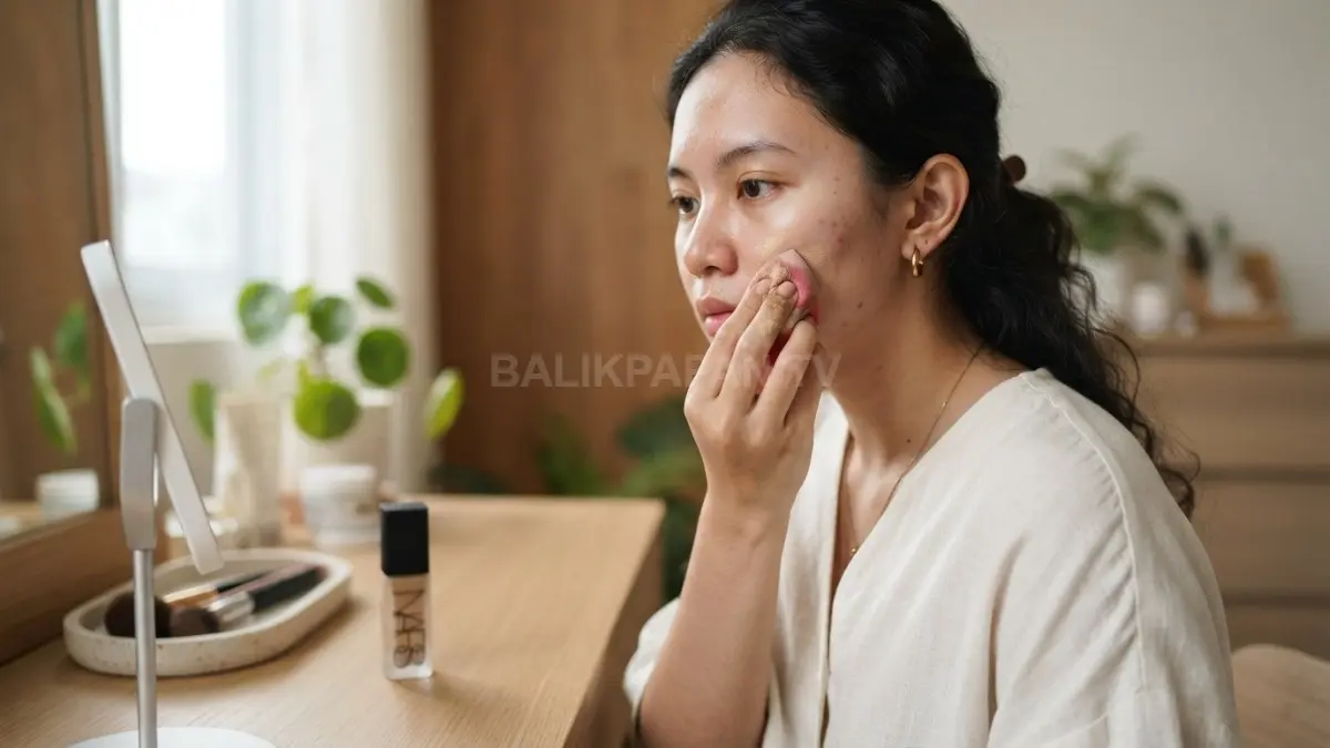 Penggunaan alat rias yang bersih sangat penting untuk menjaga kesehatan dan kecantikan kulit wajah. (BTV/Ai)