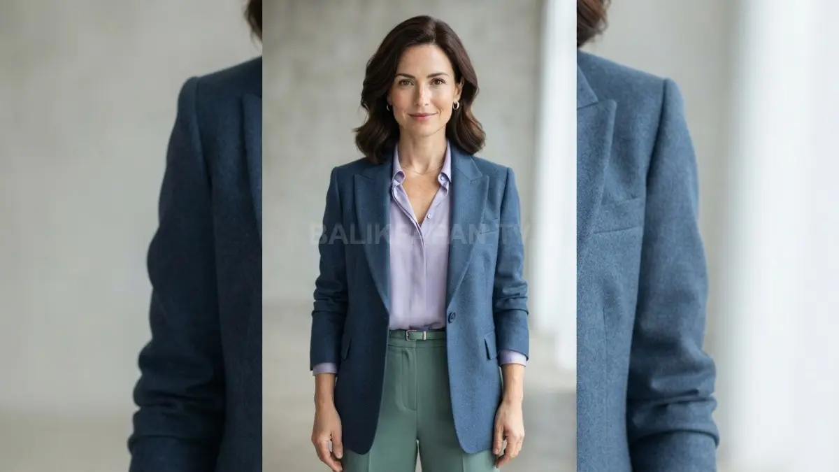 Perpaduan busana berona cool tone elegan menegaskan pesona alami serta keanggunan gaya modern yang memikat. (BTV/Ai)