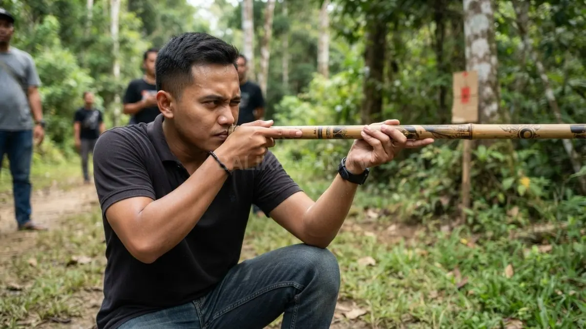 Kesabaran dan konsentrasi menjadi kunci menyumpit karena peserta harus mengendalikan gerakan sebelum melepaskan sasaran dengan tepat (BTV/AI)
