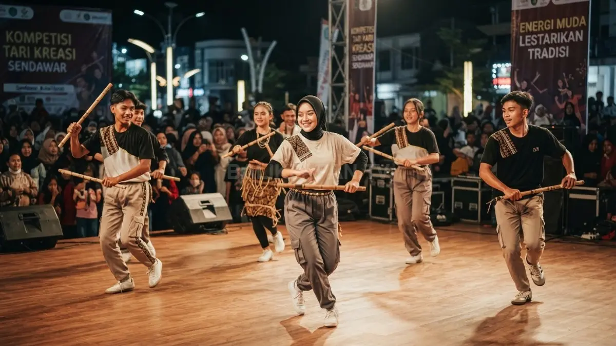 Kreasi Tari Gantar membuat tradisi terasa dekat, menarik, dan relevan bagi generasi muda melalui panggung budaya. (BTV/AI)
