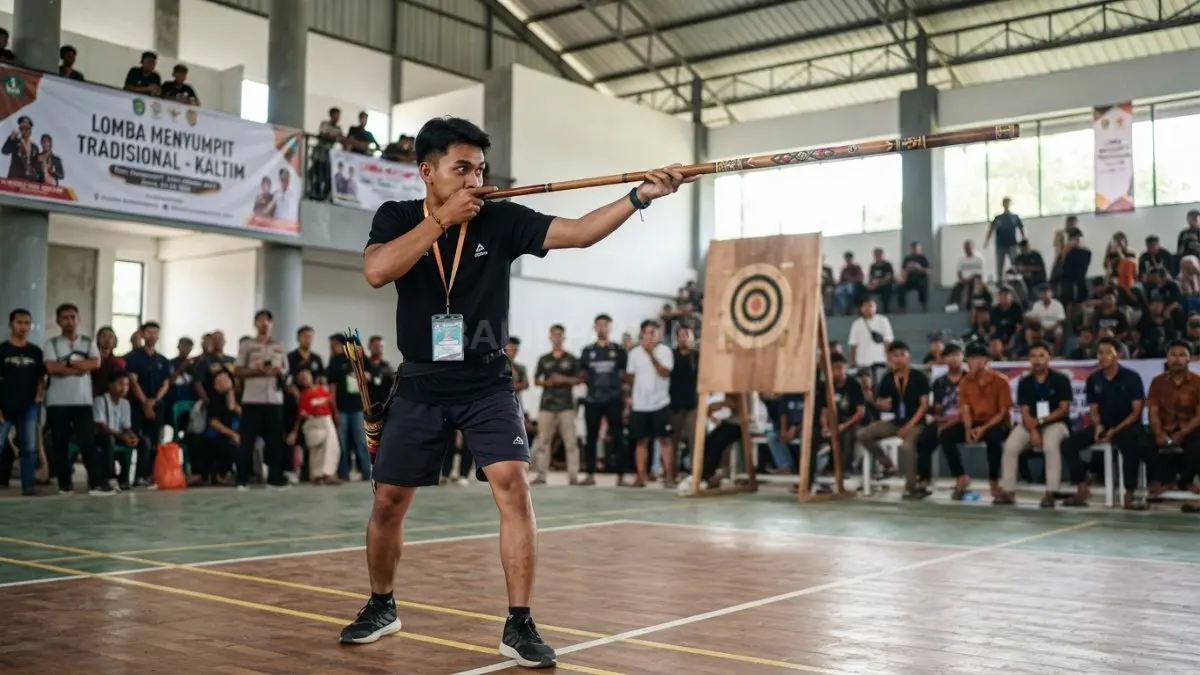 Menyumpit mengenalkan warisan budaya Dayak sekaligus melatih konsentrasi, ketenangan, dan ketepatan generasi muda (BTV/AI)

