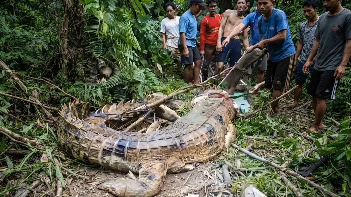 Seekor buaya sepit berhasil ditangkap warga