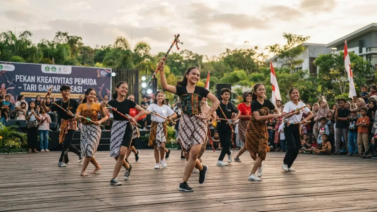 Tari Gantar Kreasi di Kutai Barat hadir sebagai ruang budaya, kreativitas, literasi, dan percaya diri generasi muda (BTV/AI).
