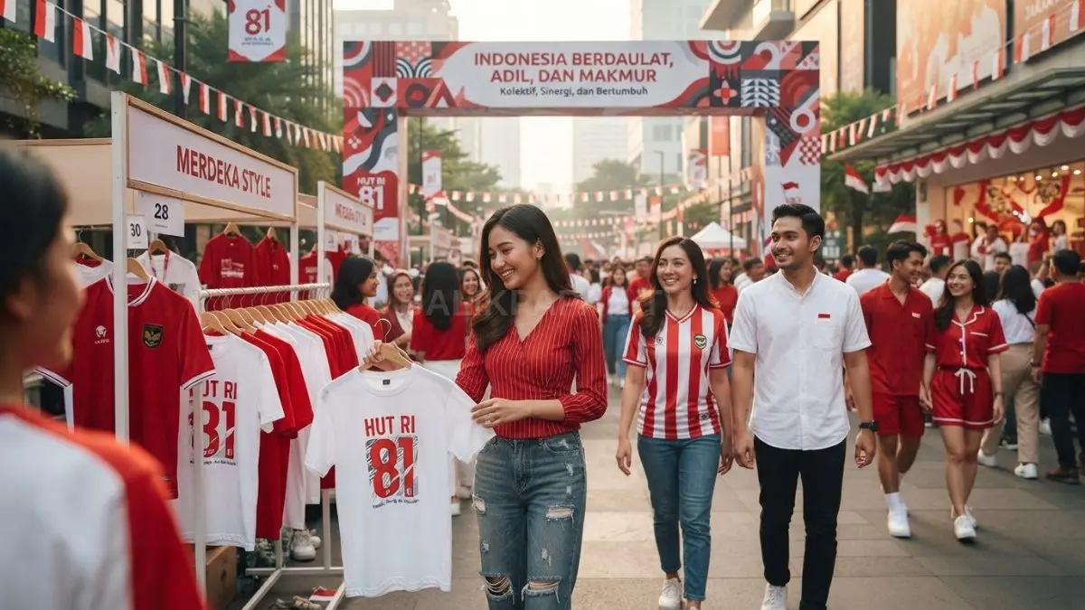 Busana merah putih hadir dalam beragam gaya, dari kaus hingga jersey, mencerminkan semangat kemerdekaan dan ekspresi personal [BTV:AI]