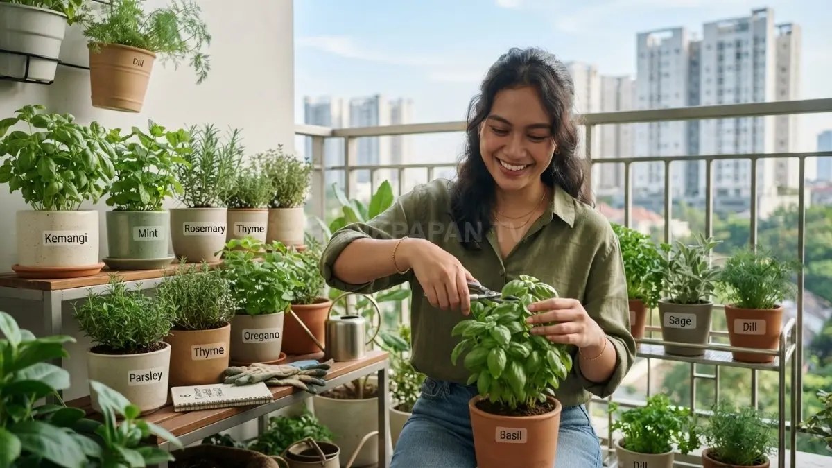 8 Tanaman Herbal Mudah Ditanam di Pot untuk Pemula, Praktis, Hemat Ruang, dan Bermanfaat (BTV/AI).
