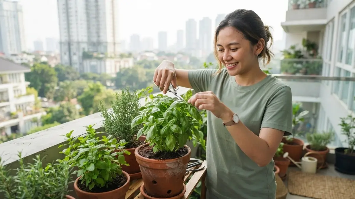 Basil cocok untuk pemula karena mudah ditanam, dipanen, dan bermanfaat sebagai pelengkap masakan sehari-hari. (BTV/AI)
