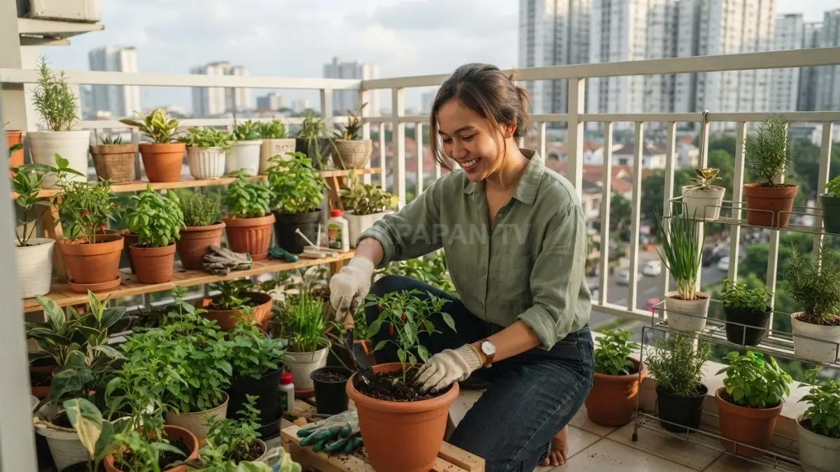 Berkebun dalam pot cocok mengisi waktu luang sekaligus memanfaatkan lahan terbatas di rumah secara sederhana. (BTV/AI)