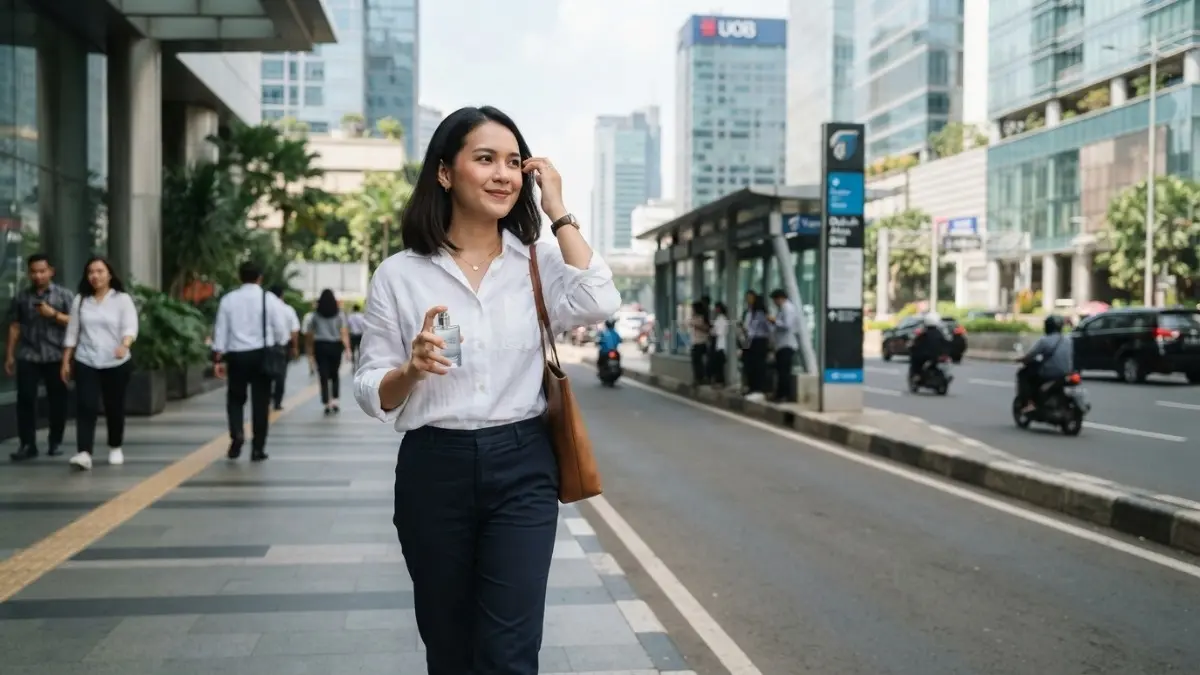 Cuaca panas membuat aroma cepat menyebar, jadi pilih parfum segar dengan proyeksi terkendali agar nyaman. (BTV/AI)
