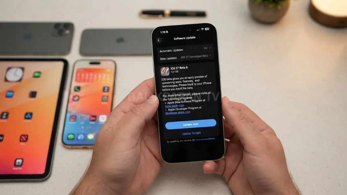 iOS 27 beta 6 hadir dengan perbaikan bug, penyempurnaan visual, serta peningkatan performa dan baterai menjelang versi final. (BTV/AI)