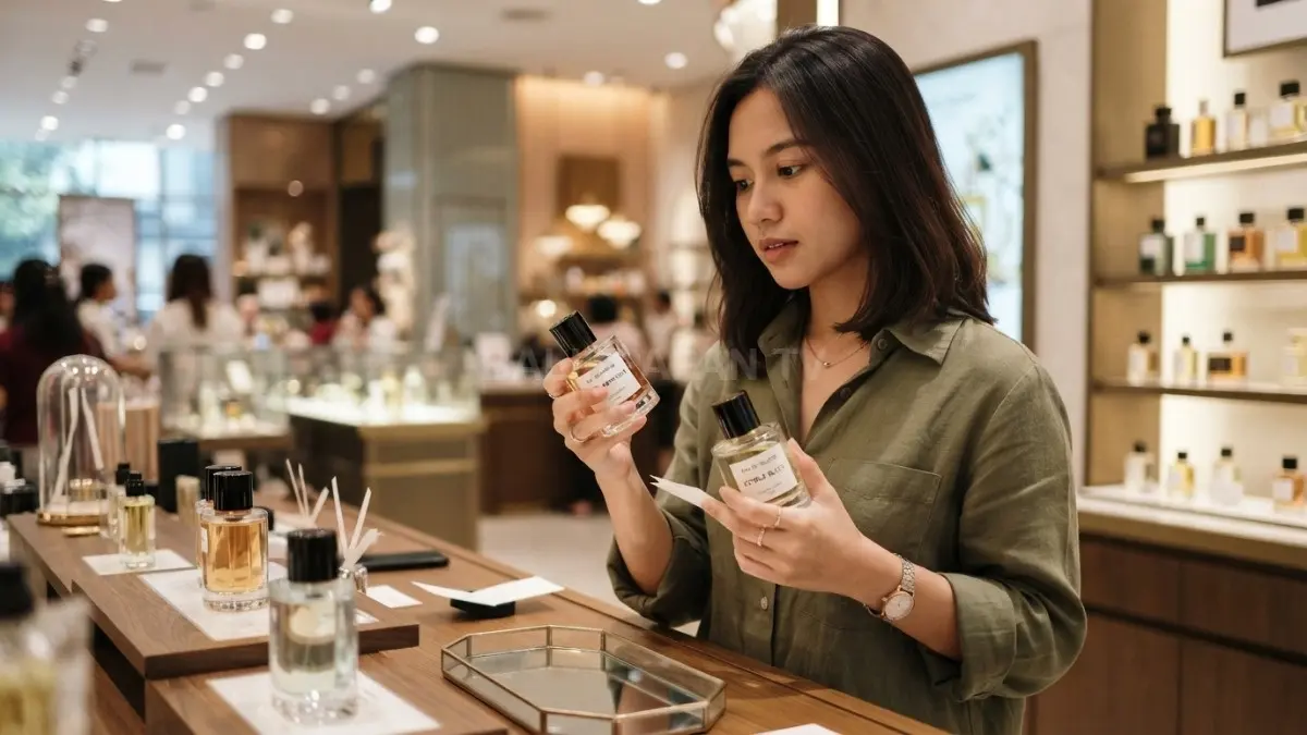 Konsentrasi parfum memengaruhi ketahanan dan intensitas aroma, bukan satu-satunya penentu wanginya menyengat. (BTV/AI)
