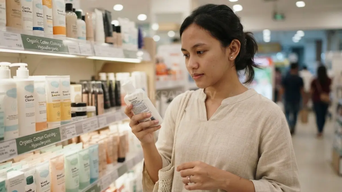 Kulit sensitif tetap nyaman dengan riasan dan pakaian tepat, minim pemicu iritasi, serta memperhatikan bahan dan label produk. (BTV/AI)
