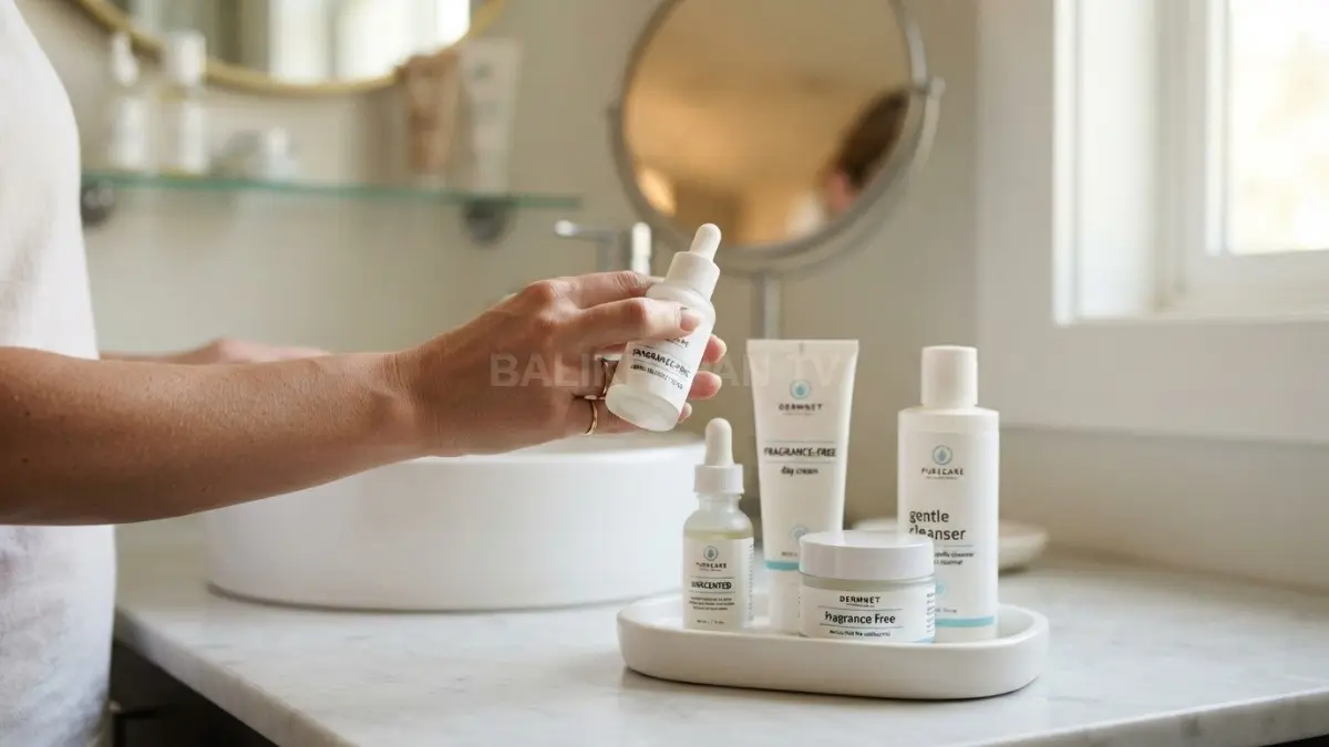 Memilih formula fragrance-free membantu mengurangi risiko reaksi kulit dari bahan pewangi dalam produk perawatan harian. (BTV/AI)