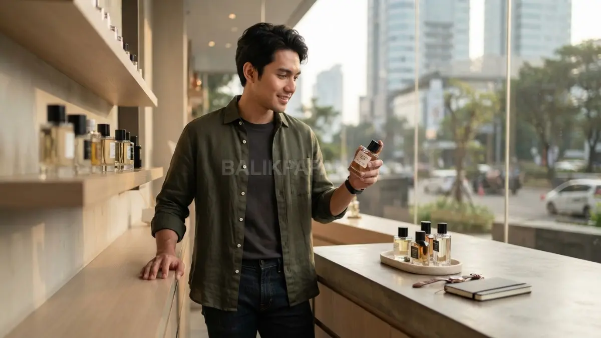 Memilih parfum harian perlu mempertimbangkan karakter aroma, konsentrasi, cuaca, aktivitas, jumlah semprotan agar nyaman digunakan (BTV/AI).
