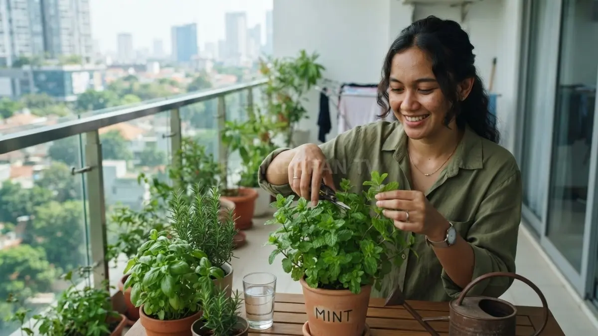 Mint mudah dirawat, aromanya menyegarkan, tetapi sebaiknya ditanam dalam pot sendiri agar pertumbuhannya terkendali (BTV/AI)
