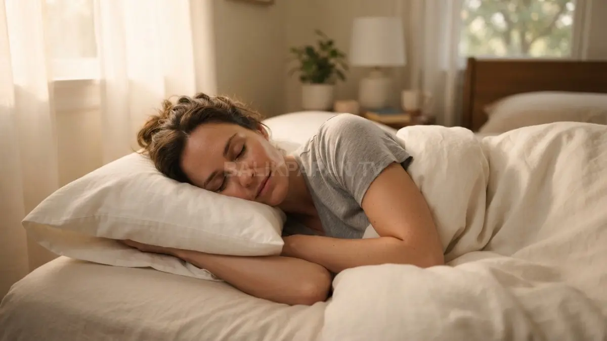 Posisi tidur yang nyaman dan tepat menjaga kesehatan kulit wajah serta kualitas tidur optimal. (BTV/Ai)