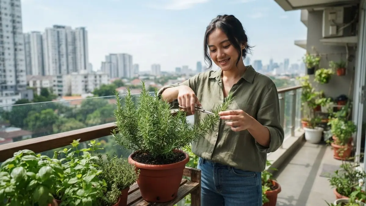 Rosemary menyukai cahaya terang, drainase baik, penyiraman secukupnya, dan pot cukup dalam agar tumbuh optimal (BTV/AI)
