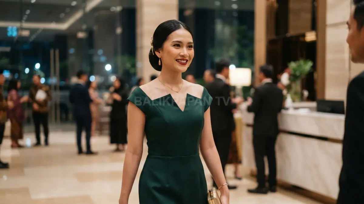 Sanggul modern minimalis membuat pakaian adat terlihat elegan, rapi, anggun, dan tetap menonjolkan detail aksesori. (BTV/AI)

