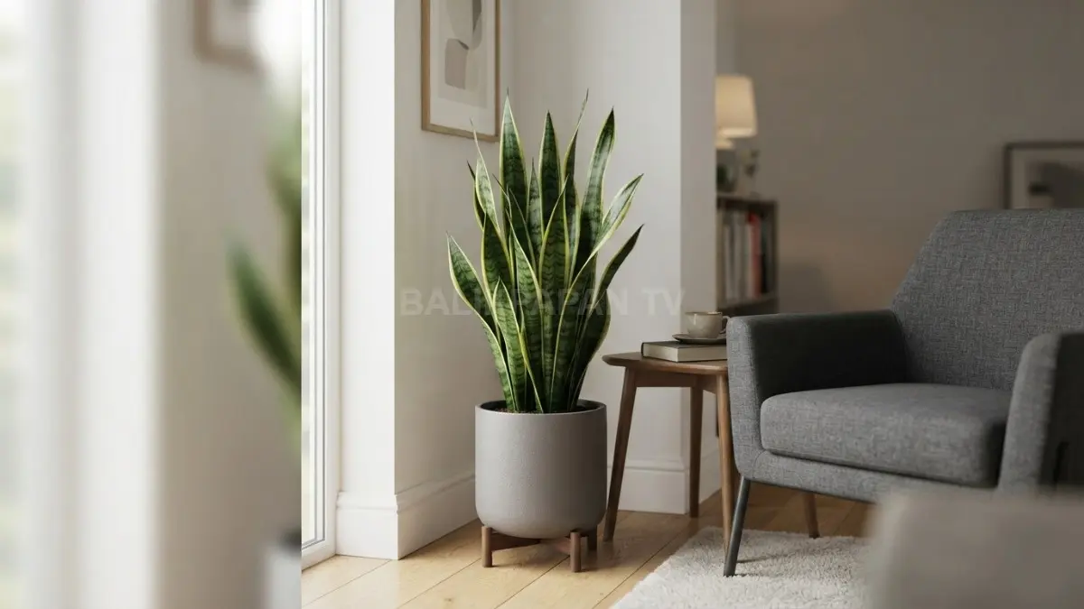 Sansevieria berdaun tegak menjadi pilihan praktis untuk mempercantik sudut ruang tamu dengan perawatan sederhana dan mudah. (BTV/AI)