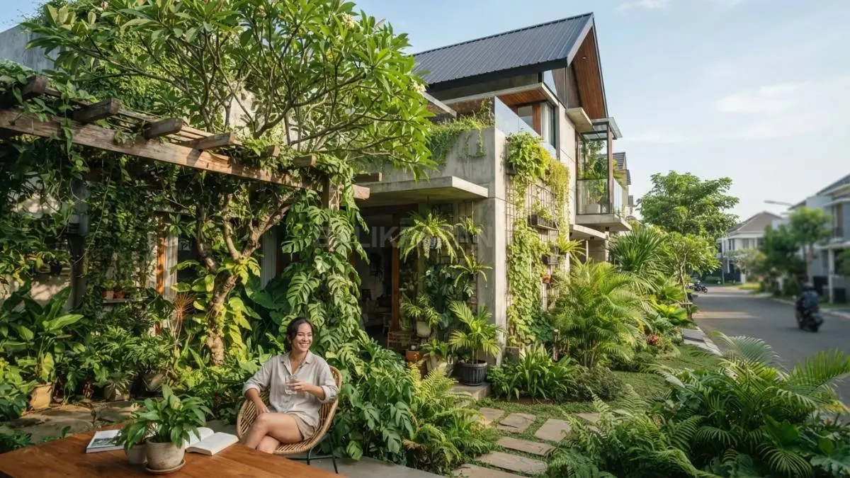 Taman dan Vegetasi Rumah Tropis Membantu Menciptakan Hunian Teduh serta Menyatu dengan Lingkungan (BTV/AI)
