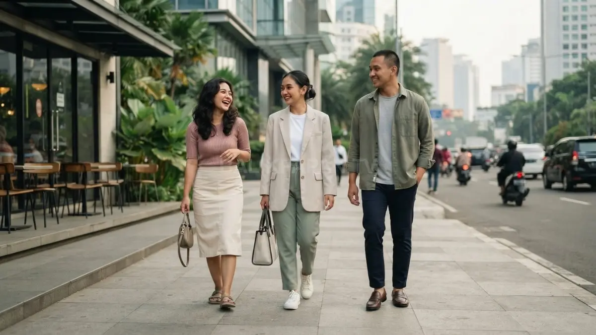 Tren warna outfit 2026 menghadirkan nuansa netral, pastel, earthy, dan warna kuat untuk gaya minimalis (BTV/AI).
