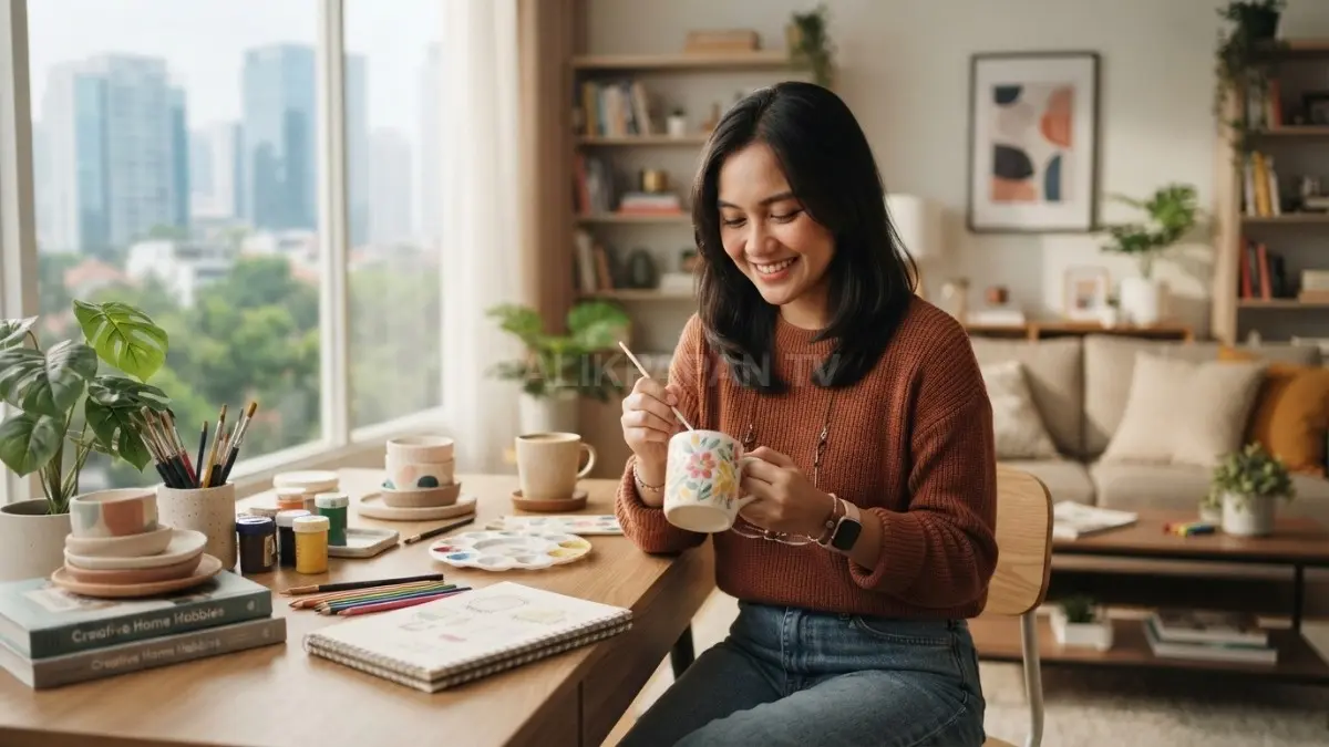 Tujuh hobi sederhana di rumah untuk mengisi waktu luang agar tetap kreatif, produktif, dan menyenangkan setiap hari. (BTV/AI)