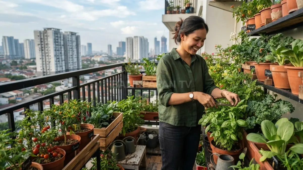 Balkon sempit tetap produktif dengan sayuran mudah ditanam, praktis dirawat, dan sesuai cahaya (BTV/AI)