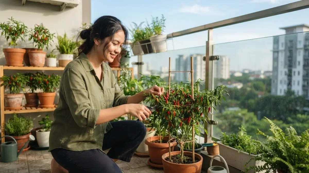 Cabai mudah ditanam dalam pot dan cocok ditempatkan di teras atau balkon yang mendapat cahaya cukup. (BTV/AI)