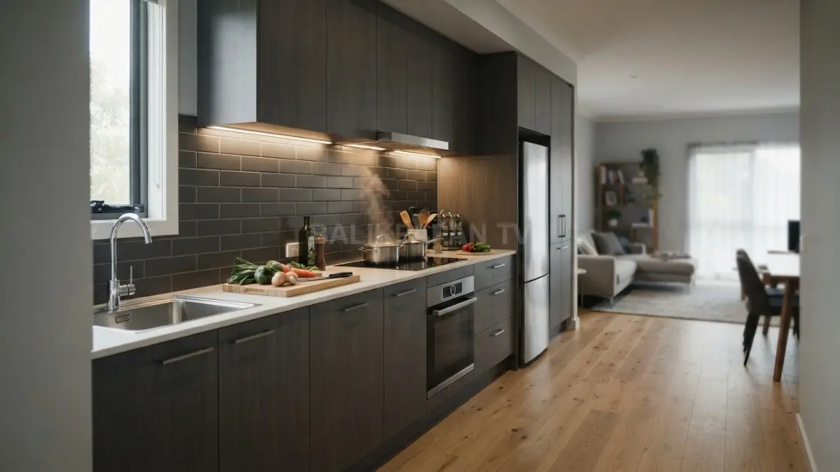 Dapur single wall menghadirkan susunan praktis, ruang gerak luas, dan tampilan terbuka untuk aktivitas harian. (BTV/AI)