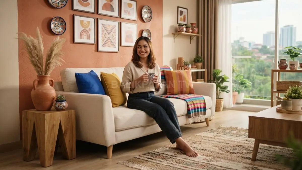 Home decor Meksiko memadukan terracotta, cobalt blue, material alami, dan kerajinan untuk menghadirkan suasana hangat. (BTV/AI)