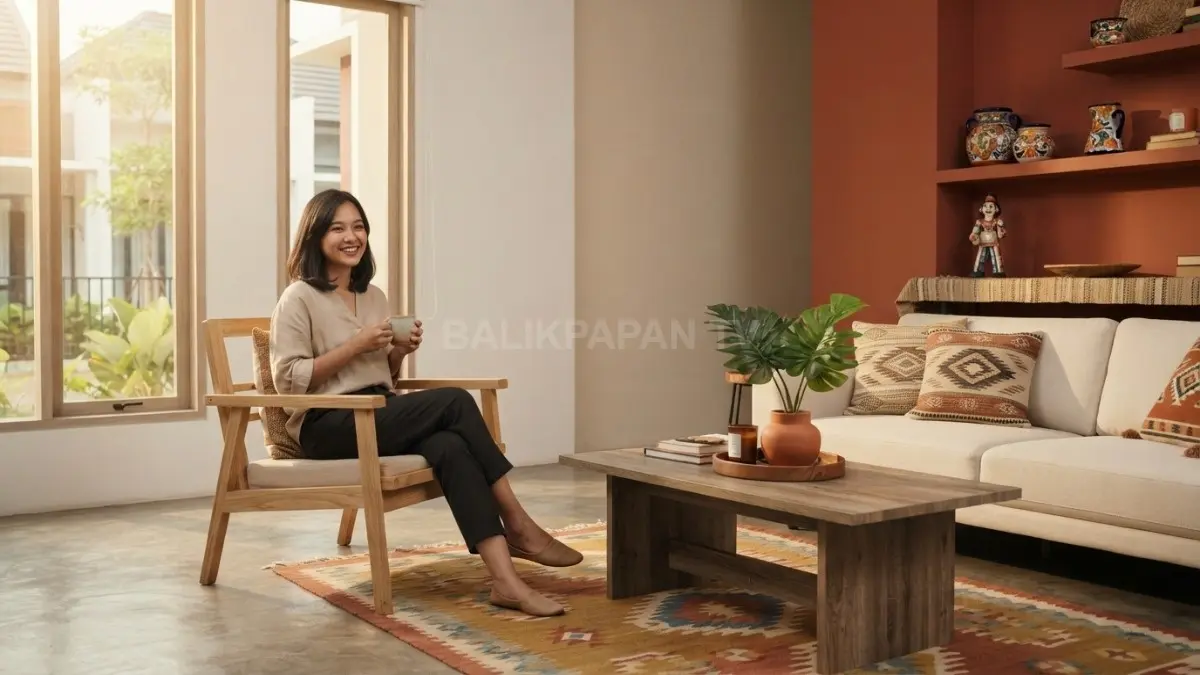 Home decor Meksiko memadukan warna terracotta, furnitur kayu, keramik Talavera, tekstil tenun, dan tanaman dekoratif. (BTV/AI)